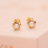 Aretes Mini - Florcita y perla Niña