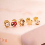 Aretes Mini - Florcita y perla Niña