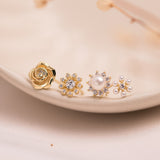 Aretes Mini - Florcita cristal y perla