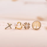 Aretes Mini - Corazón bonito y perla