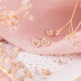 Aretes Mini - Corazón de Perlitas
