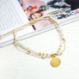 Pulseras Hilo Murano - Amar, Soñar, Reír Combinación Cielo