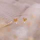 Aretes Mini - Corazon y perla
