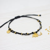 Pulseras Hilo Nudo - Elefante Negro y Perla