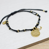 Pulseras Hilo Nudo - Good Luck Negro y Perla
