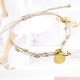 Pulseras Hilo Nudo - Beige Brilloso Amar Soñar Reir