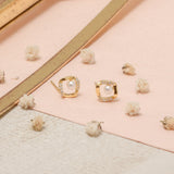 Aretes mini - Cuadro circones y perla
