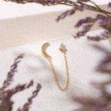 Aretes mini - Luna y Punto de Luz Cadena