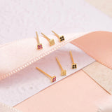 Aretes Mini - Cuadraditos circones colores