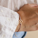 Pulseras Hilo Nudo - Corazón Rosa de Oro
