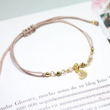 Pulseras Hilo Nudo - Isabela Corazón Circón Dorado Rosa