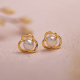 Aretes Mini - Flor perlada