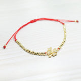 Pulseras Hilo Nudo - Esferas Fatima Trebol Circones Rojo