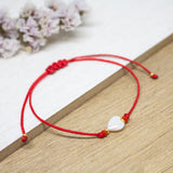 Pulseras Hilo Básicas - Rojo Corazon Nacar