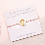 Pulseras Hilo Nudo - Laura Guadalupe Circones Beige Piedras Lilas