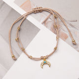 Pulseras Hilo Nudo - Luna colgante nude rosa