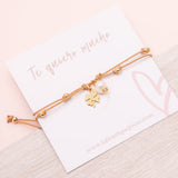 Pulseras Hilo Nudo - Marrón Bonito Trébol y Perla