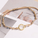 Pulseras Hilo Nudo - Laura Karma Hilo Beige Combinación azul pastel