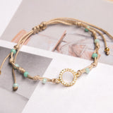 Pulseras Hilo Nudo - Laura Karma Hilo Beige Combinación celeste