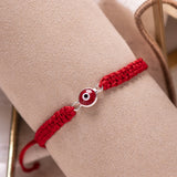 Pulseras Hilo Tejidas - Ojo Turco Rojo Silver