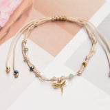 Pulseras Hilo Nudo - Laura Libélula Hilo Beige Combinación pastel