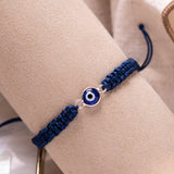 Pulseras Hilo Tejidas - Ojo Turco Azul Silver