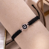 Pulseras Hilo Tejidas - Ojo Turco Negro Silver