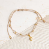 Pulseras Hilo Nudo -Conchita de mar Hilo beige