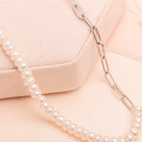 Collares - Link y perlitas Silver