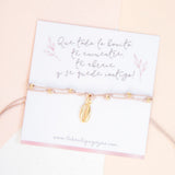 Pulseras Hilo Nudo - Conchita slim dorada Hilo rosa nude