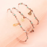 Pulseras Hilo Nudo - Kids detalle de Muranos Turquesa y Dije