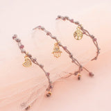 Pulseras Hilo Nudo - Kids con detalle de Muranos Lila y Dije