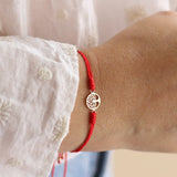 Pulseras Hilo Nudo - Rojo Arbol de la Vida de Oro
