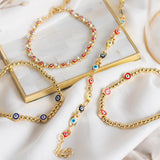 Pulseras Esfera - Tres Ojitos Turcos Rojos