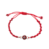 Pulseras Hilo Trenzada - Ojo Turco Rojo Silver