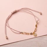 Pulseras hilo nudo - Isabela muranos dorado y nude corazón circón