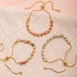 Pulseras Regulable - Full Ojos Turco Blanco