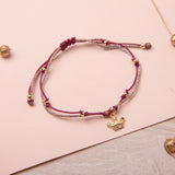Pulseras Hilo Nudo - Corona morado Brilloso