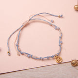 Pulseras Hilo Nudo - Laura Infinito celeste brilloso