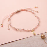 Pulseras Hilo Nudo - Laura Luna circón rosa brilloso