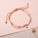 Pulsera Hilo Nudo - Corazon rosado brilloso