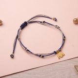 Pulsera Hilo Nudo - Elefante azul brilloso