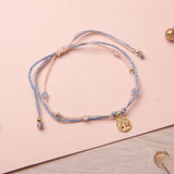 Pulsera Hilo Nudo - Arbol de la vida celeste rosado