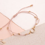 Pulseras Hilo Nudo - Luna circón nude rosa