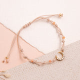 Pulseras Hilo Nudo - Luna Circones Hilo Beige Piedras melon