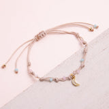 Pulseras Hilo Nudo - Luna circón beige combinación pastel bebé