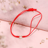 Pulseras Hilo Nudo - Rojo Silueta de Corazón de Oro Niña