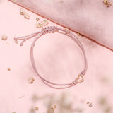 Pulseras Hilo Nudo - Nude Rosa Silueta de Corazón de Oro Niña