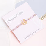 Pulseras Hilo Nudo - Beige y Dorados Flor de Abril