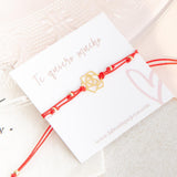 Pulseras Hilo Nudo - Rojo y Dorados Flor de Abril